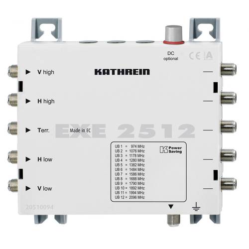 Kathrein EXE 2512 SAT Multischalter Kaskade Unicable Eingänge (Multischalter): 5 (4 SAT/1 terrestrisch) Teilnehmer-Anzah...