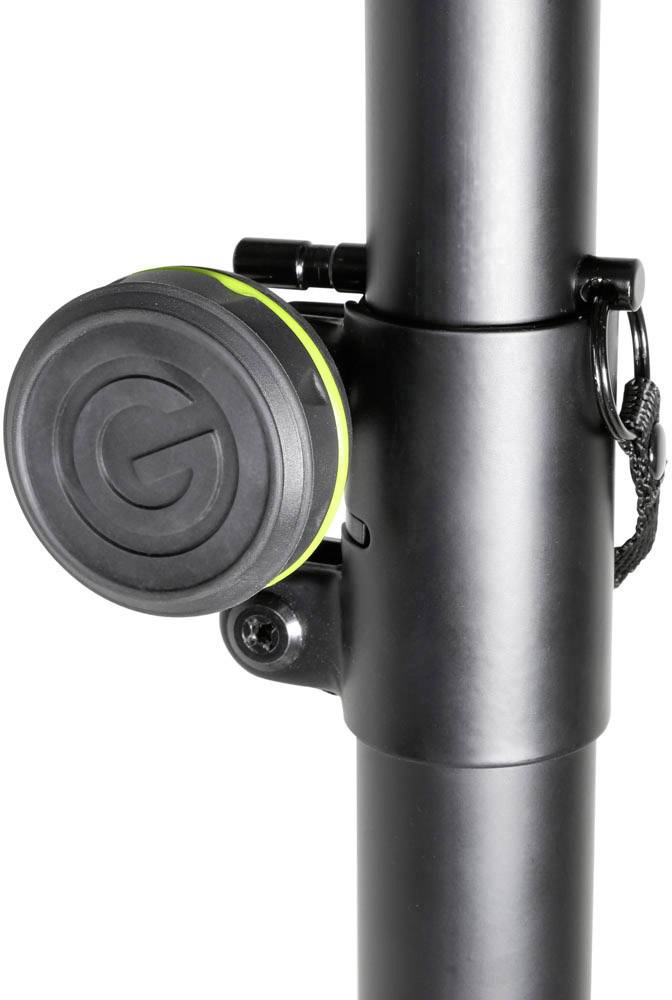 Stativstange mit Griff und Sicherungsring, geeignet zur Höhenverstellung oder Stabilisierung von Ausrüstung in Fotografie und Eventtechnik.