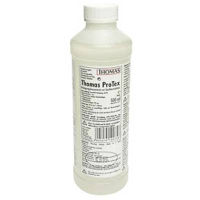 Flasche mit Aufschrift 'Thomas ProTex'. Enthält 500 ml Teppich-Pflegemittel zur Reinigung und Pflege von Teppichen.