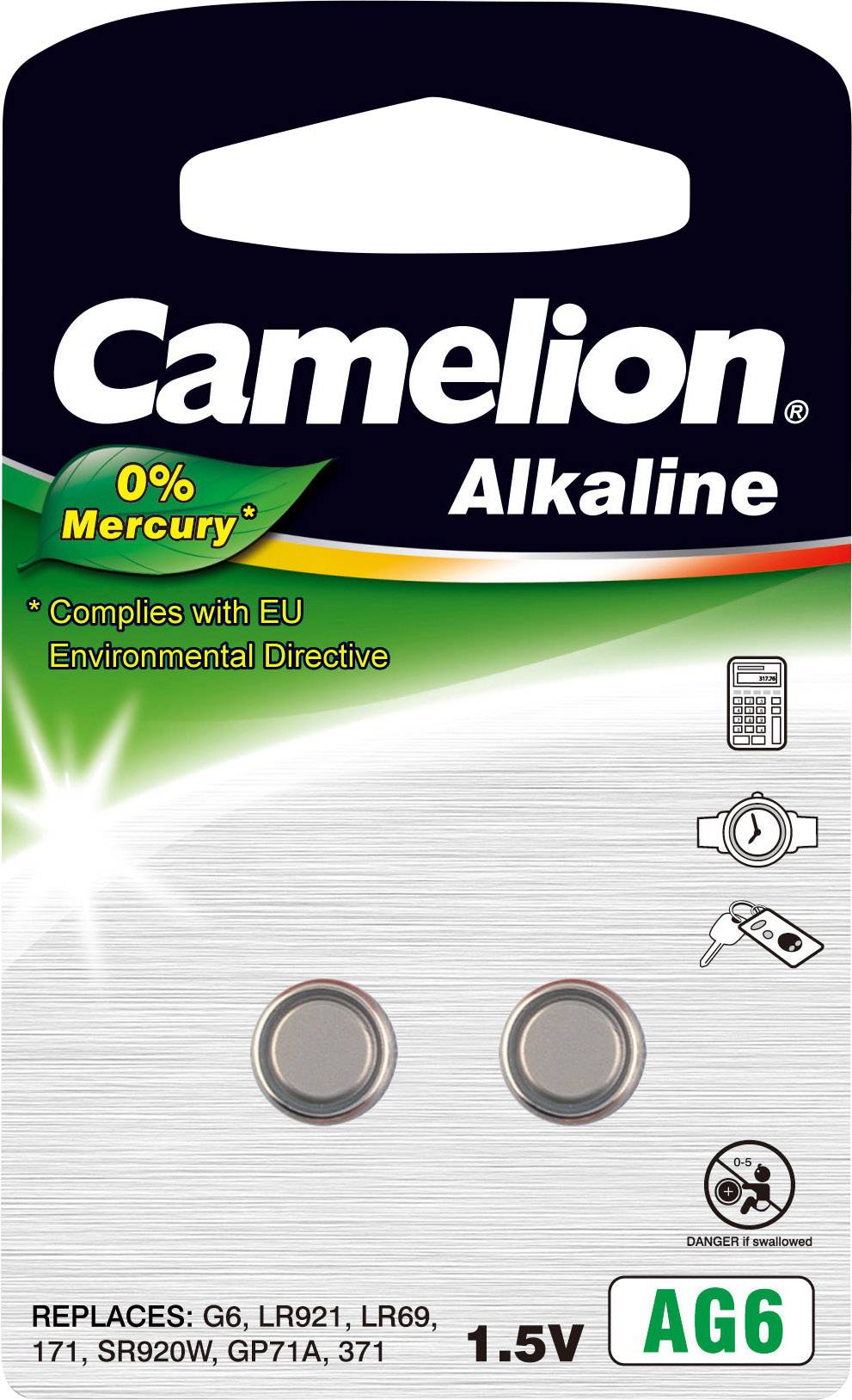 CAMELION Knopfzelle LR 69 Alkali-Mangan Camelion AG6 25 mAh 1.5 V 2 St.