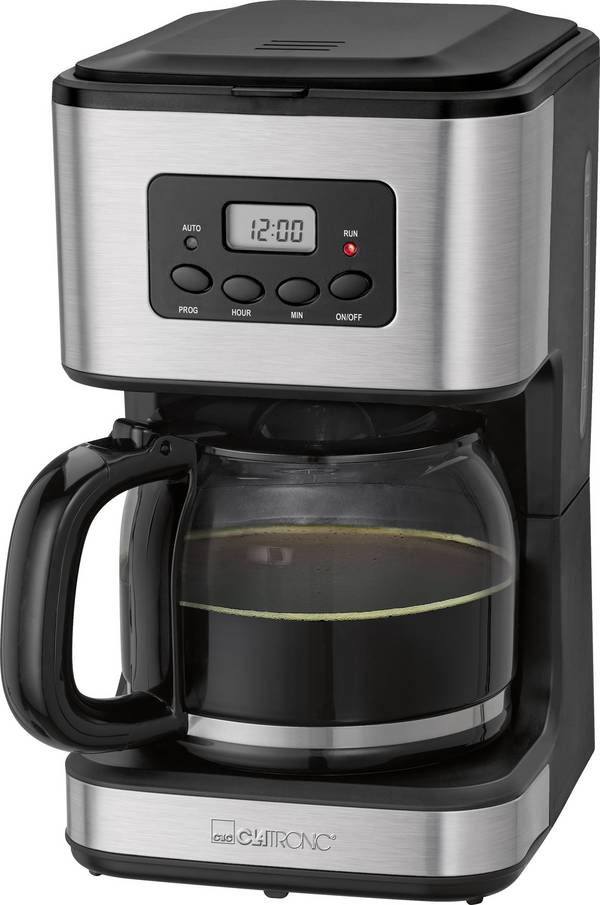 Clatronic KA 3642 Kaffeemaschine Schwarz, Edelstahl  Fassungsvermögen Tassen=14 Timerfunktion, Display