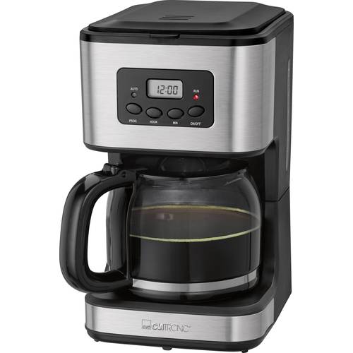 Clatronic KA 3642 Kaffeemaschine Schwarz, Edelstahl Fassungsvermögen Tassen=14 Timerfunktion, Display