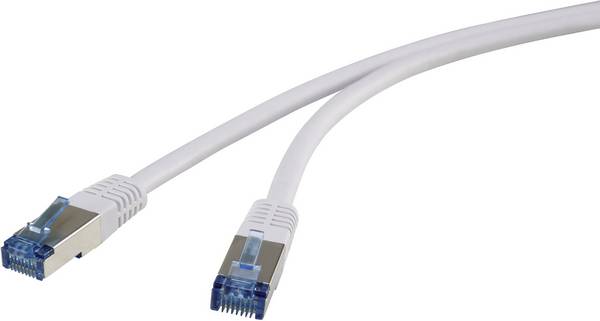 Renkforce RF-4737368 RJ45 Patchkabel CAT 6a S/FTP 1.00 m Grau hochflexibel, vergoldete Steckkontakte 1 St.