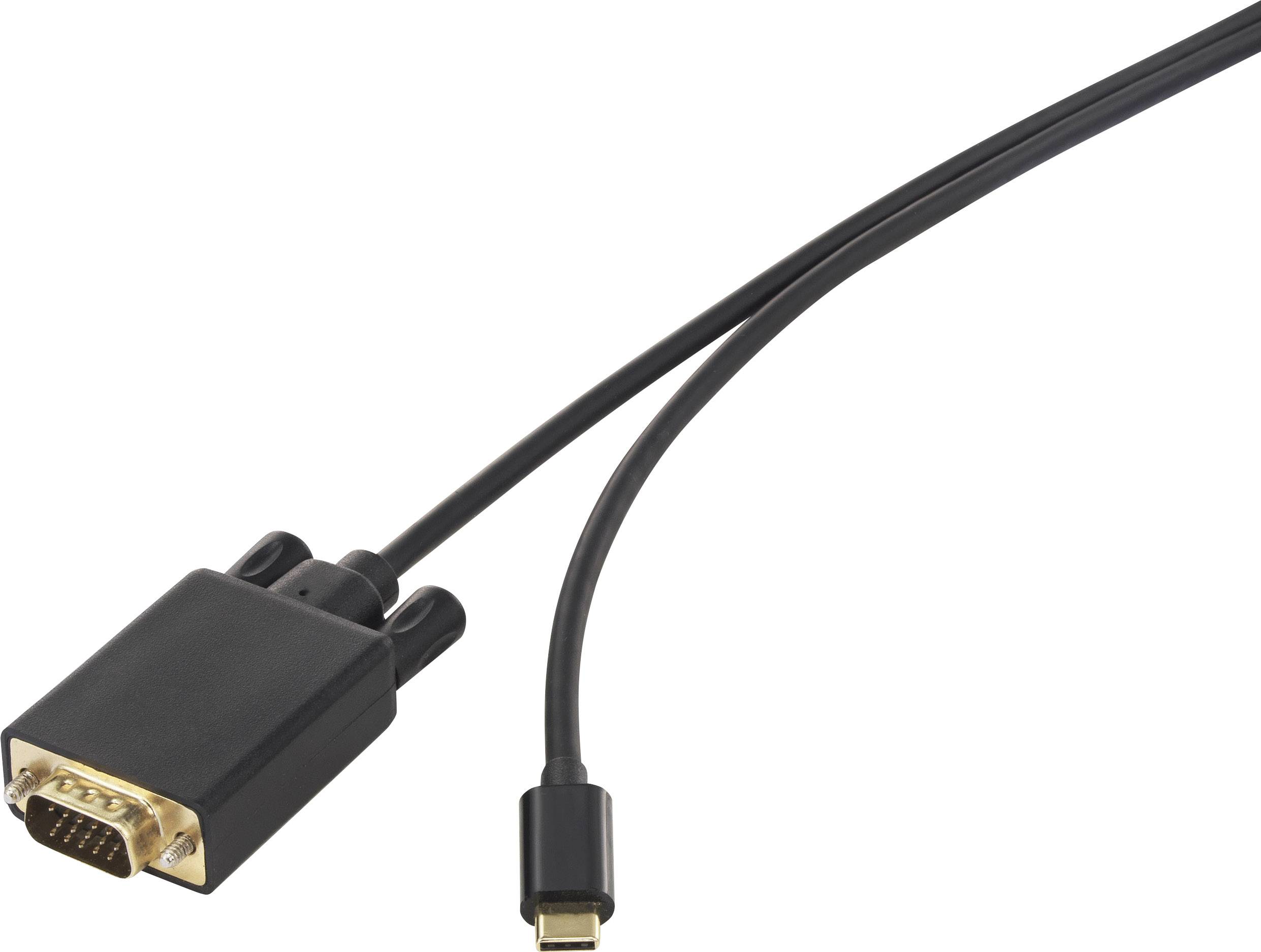 CONRAD Renkforce USB / VGA Anschlusskabel [1x USB-C Stecker - 1x VGA-Stecker] 0,50m Schwarz