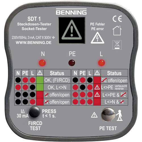 Thumbnail - Benning SDT 1 Steckdosentester CAT III 300 V LED, LCD