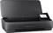 Tragbarer Drucker mit aufklappbarem Scanner und Display, Modellnummer 'HP OfficeJet 250 Mobile All-in-One'.
