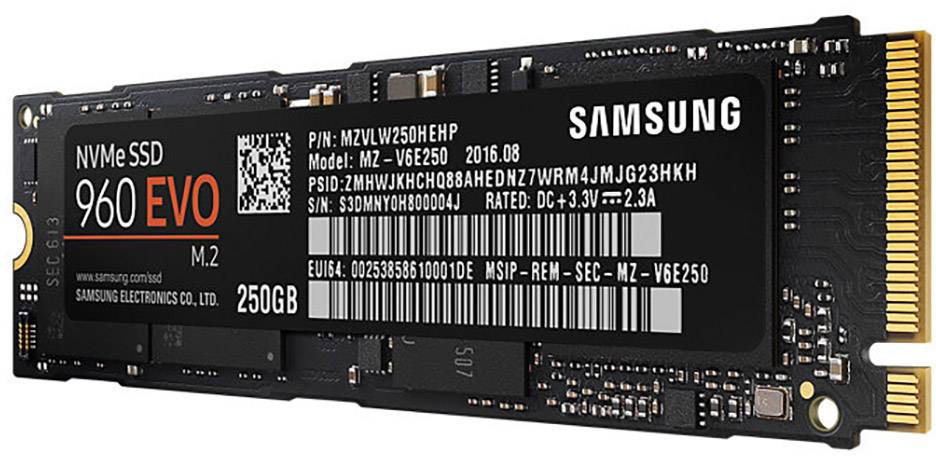 Samsung 960 EVO 250 GB Interne M.2 PCIe NVMe SSD 2280 M.2 NVMe PCIe 3.0 x4 Retail MZ-V6E250BW-1