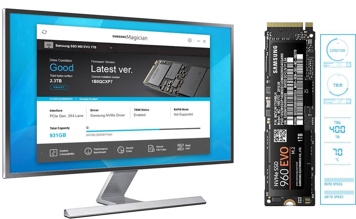 Samsung 960 EVO 250 GB Interne M.2 PCIe NVMe SSD 2280 M.2 NVMe PCIe 3.0 x4 Retail MZ-V6E250BW-6