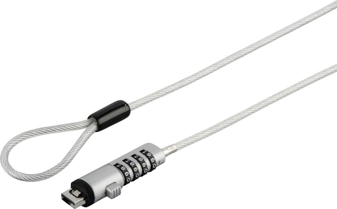 hama 00126821 Laptopschloss USB, Zahlenschloss 4-stellig, Carbonstahl, Silber