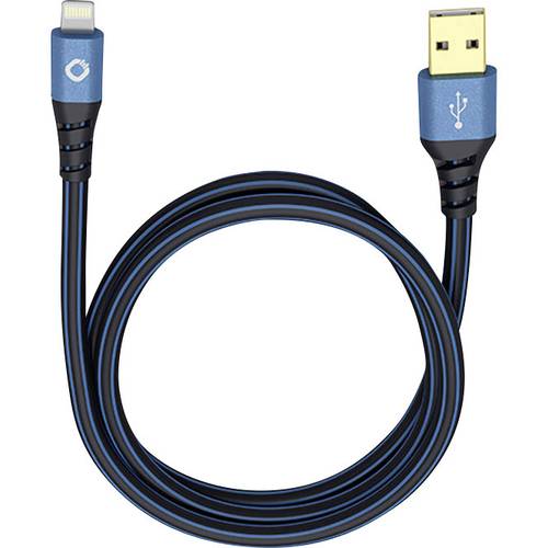 Oehlbach USB-Kabel USB 2.0 USB-A Stecker, Apple Lightning Stecker 3.00 m Blau, Schwarz vergoldete Steckkontakte 9324