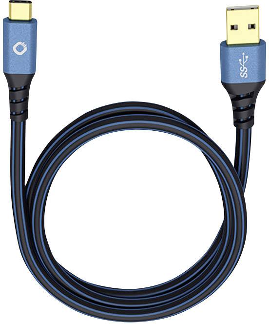 OEHLBACH USB 3.1 Anschlusskabel [1x USB 3.0 Stecker A - 1x USB-C? Stecker] 0.50 m Blau vergoldete St