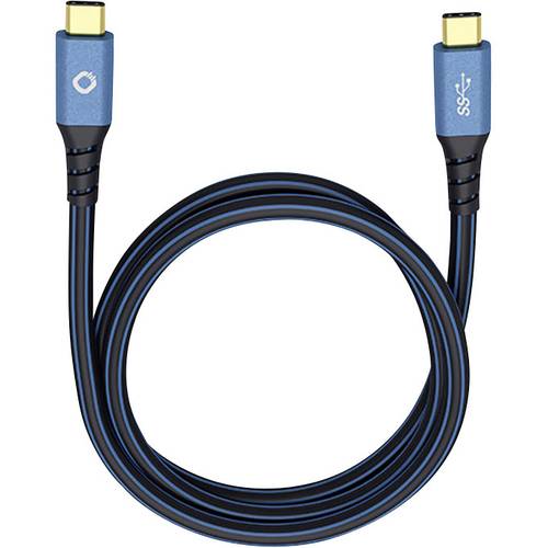 Oehlbach USB-Kabel USB 3.2 Gen1 USB-C® Stecker, USB-C® Stecker 1.00 m Blau vergoldete Steckkontakte 9351