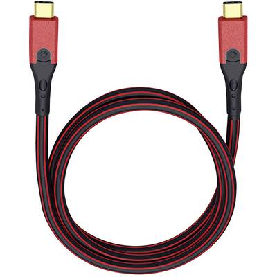 Oehlbach USB-Kabel USB 3.2 Gen1 (USB 3.0 / USB 3.1 Gen1) USB-C® Stecker, USB-C® Stecker 3.00 m Rot/Schwarz vergoldete St