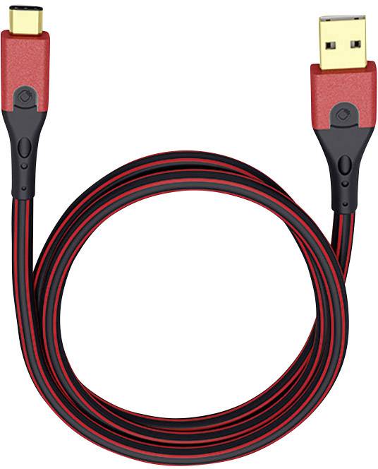 OEHLBACH USB 3.1 Anschlusskabel [1x USB 3.0 Stecker A - 1x USB-C? Stecker] 1 m Rot/Schwarz vergoldet