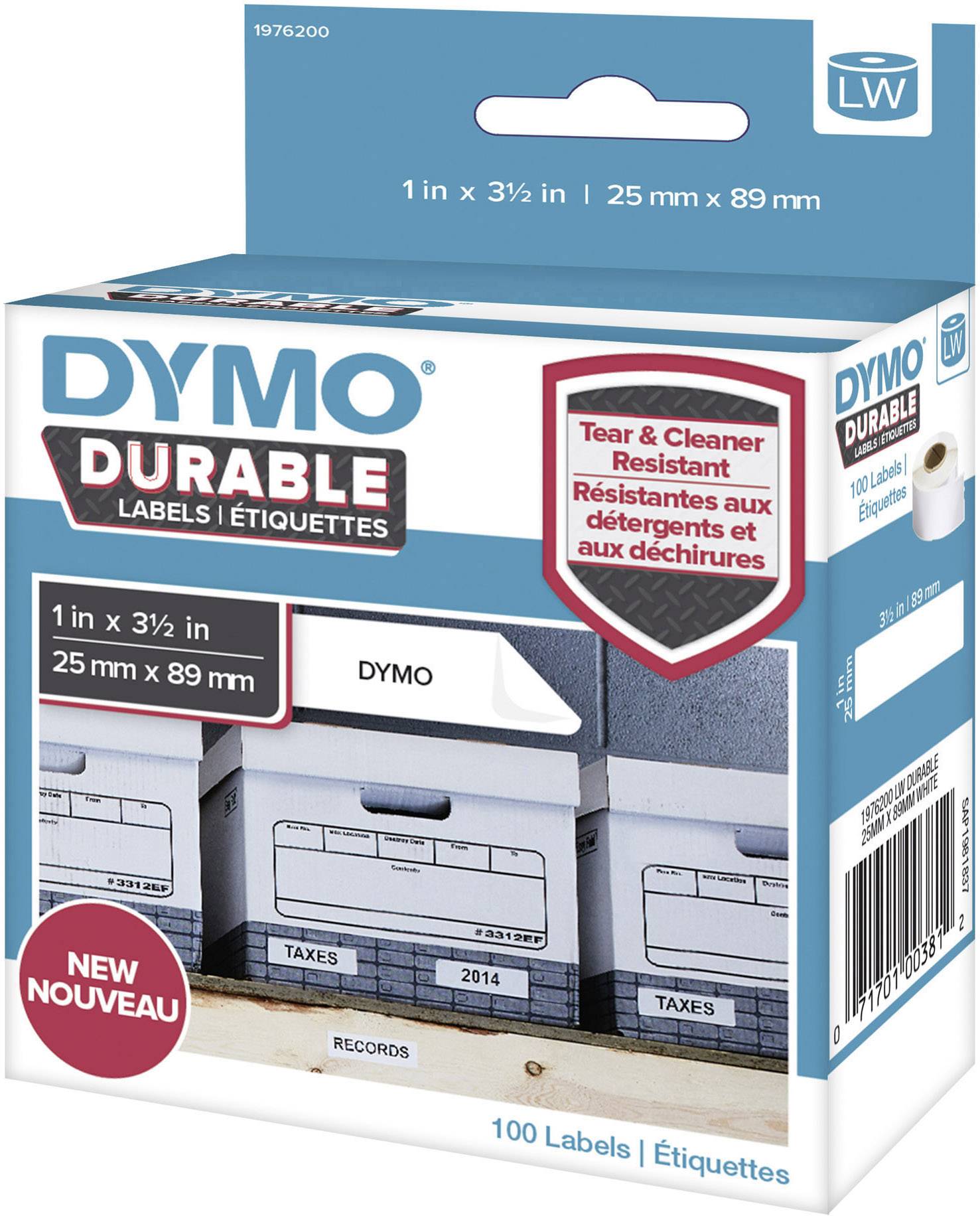 DYMO 1976200 Etiketten Rolle 89 x 25 mm Polypropylen-Folie Weiß 100 St. Permanent haftend Universal-Etiketten, Adress-Etiketten