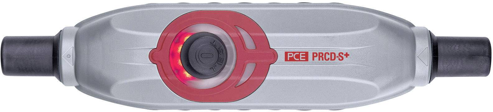 Ein elektrisches Gerät in länglicher Form mit einem roten Ring in der Mitte und dem Logo 'PCE PRCDS+' darauf.