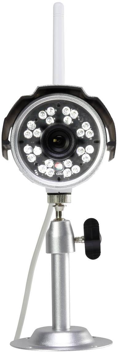 Überwachungskamera auf Ständer mit Antenne und LED-Lichtring, geeignet für Innen- und Außenüberwachung.