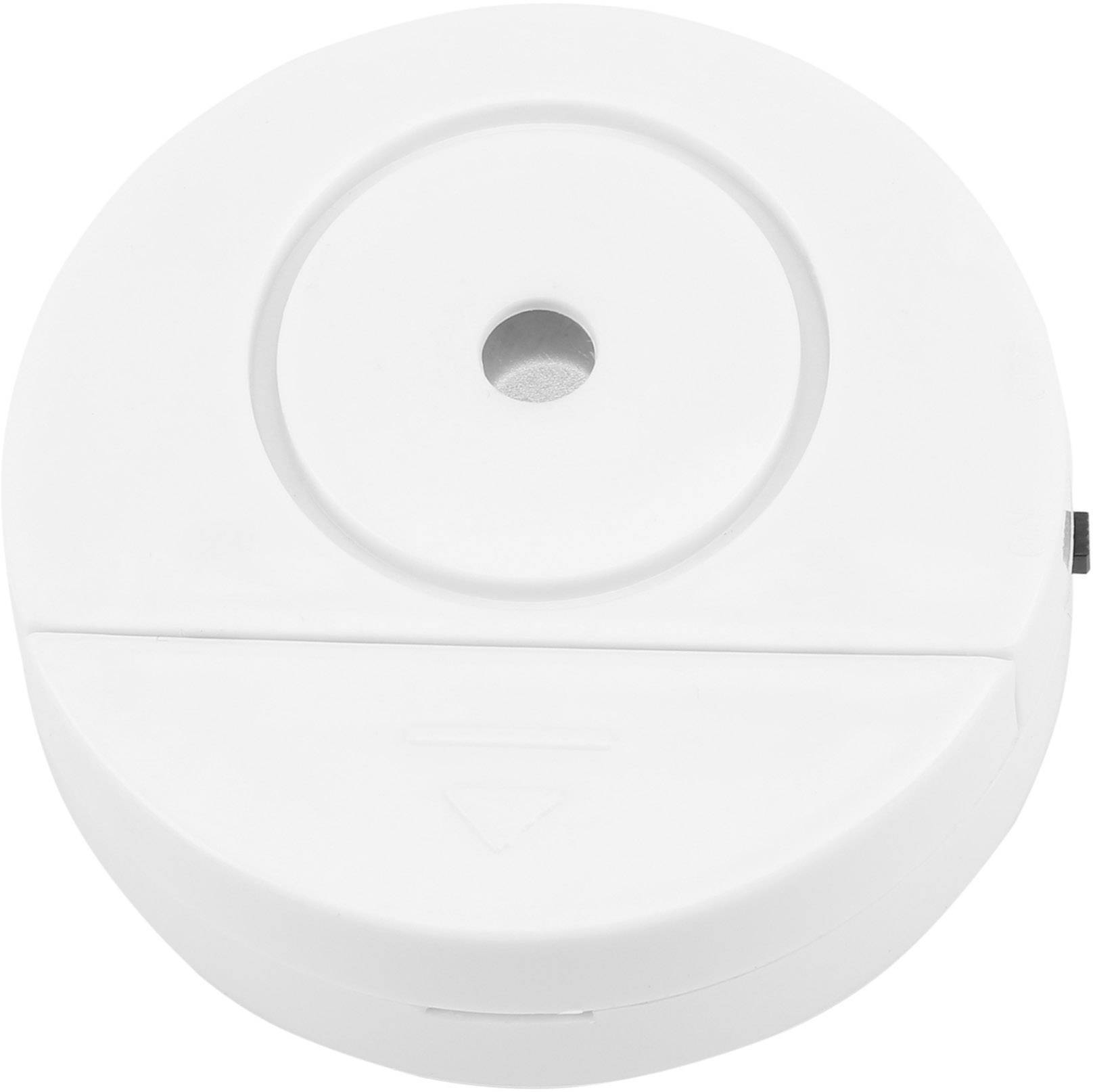 Ein weißer Rauchmelder mit rundem Design und zentralem Sensor, der für die Erkennung von Rauch in Innenräumen verwendet wird.