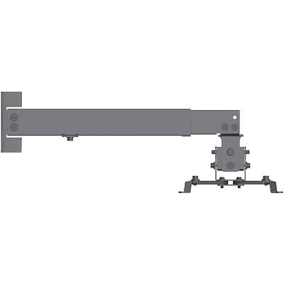 Seitlicher Schnitt eines mechanischen Arms mit rechteckigen Abschnitten und einer Basis zum Befestigen an einer Oberfläche.