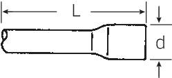 Diagramm eines Stiftes mit den Abmessungen 'L' und 'd' gekennzeichnet.