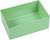 Grüne, rechteckige Kunststoffbox ohne Aufdruck oder besondere Merkmale, offen und leer.