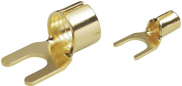 TRU COMPONENTS 1577784 Gabelkabelschuh   2.50 mm² Loch-Ø=6 mm Unisoliert Gold 1 St.