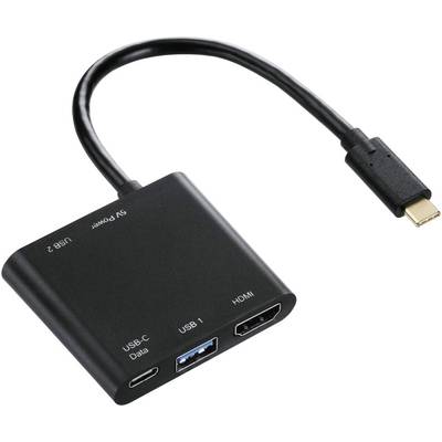 Hama 00135729 USB / HDMI Adapter [1x USB-C™ Stecker - 2x USB 3.2 Gen 1 Buchse A (USB 3.0), HDMI-Buchse, USB-C™ Buchse] S
