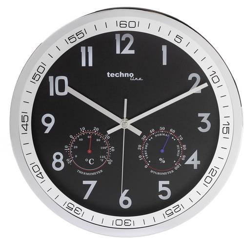 Techno Line WT 7981 Quarz Wanduhr 300 mm x 5 cm Chrom
