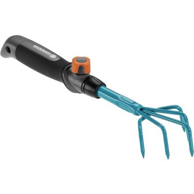 Handgerät mit drei Zinken und ergonomischem Griff, ideal zum Auflockern und Belüften von Erde für Gartenarbeit.