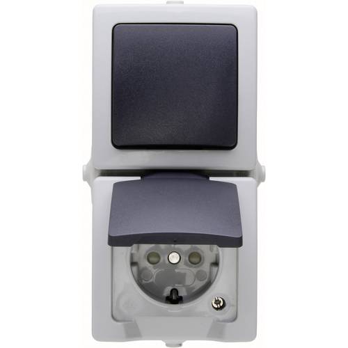 Thumbnail - Kopp 138556008 Feuchtraum-Schalterprogramm Ausschalter, Wechselschalter, Schutzkontakt-Steckdose mit Klappdeckel Nautic ...