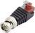 Steckeradapter mit BNC-Anschluss und Schraubklemmen, geeignet für Videokabelverbindungen in Überwachungssystemen.