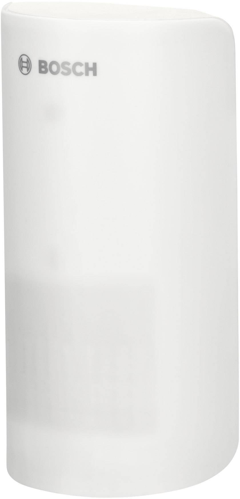 Weißer Bosch-Wassersensor mit abgerundeten Ecken, verwendet zur Erkennung von Wasserschäden im Haushalt.