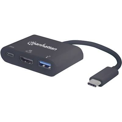 Manhattan 152037 USB / HDMI Adapter [1x USB-C® Stecker - 1x HDMI-Buchse, USB 3.2 Gen 1 Buchse A (USB 3.0), USB-C® Buchse