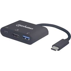 Image of Manhattan 152037 USB / HDMI Adapter [1x USB-C™ Stecker - 1x HDMI-Buchse, USB 3.2 Gen 1 Buchse A (USB 3.0), USB-C™
