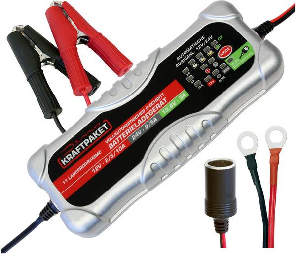 Dino KRAFTPAKET  136302 Automatikladegerät, Batterie Ladungsausgleicher, Kfz-Ladegerät  10 A, 5 A, 2 A