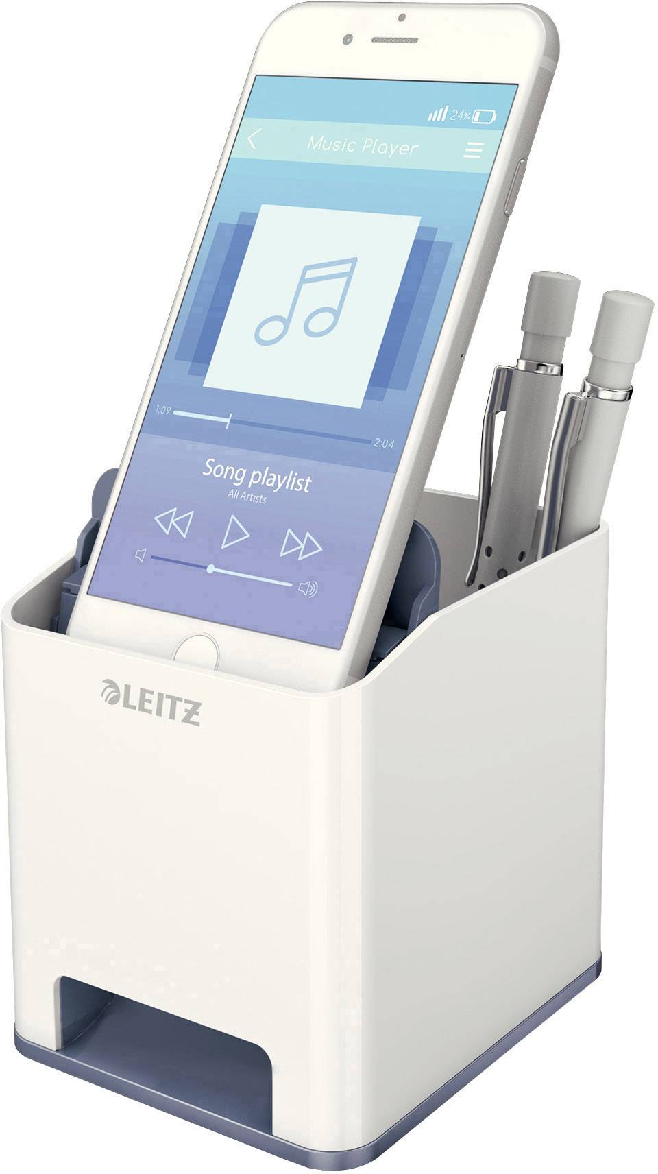 Leitz Sound WOW Duo Colour 5363-10-01 Stifteköcher Weiß, Grau Anzahl der Fächer: 2-4