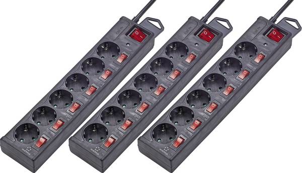 Renkforce RF-3050852 Überspannungsschutz-Steckdosenleiste 6fach Schwarz Schutzkontakt 3 St.