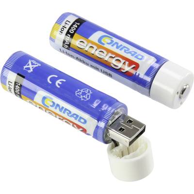 Conrad energy 18650 USB Spezial-Akku 18650  Li-Ion 3.7 V 1400 mAh