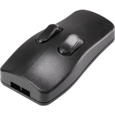 Zweiknopf-Fernbedienung in Schwarz, ergonomisches Design, geeignet für die Steuerung elektronischer Geräte.