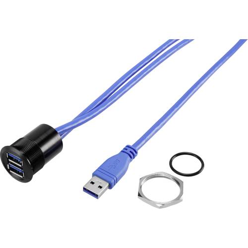 TRU COMPONENTS USB-22-BK USB A Einbaubuchse 3.0 2x USB 3.0 Buchse A auf 2x USB 3.0 Stecker A Inhalt: 1 St.