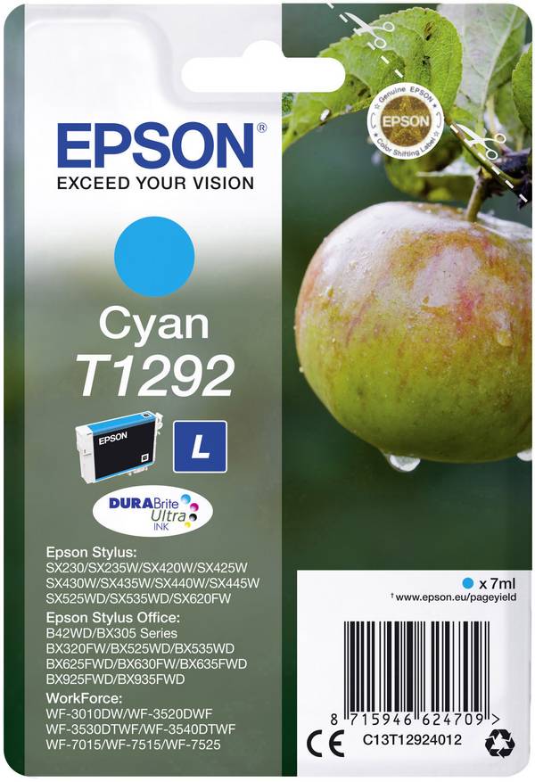 Epson Druckerpatrone T1292 Original Einzel-Modul Cyan C13T12924012