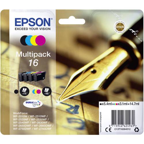 Thumbnail - Epson Druckerpatrone T1626, 16 Original Kombi-Pack Schwarz, Cyan, Magenta, Gelb C13T16264012