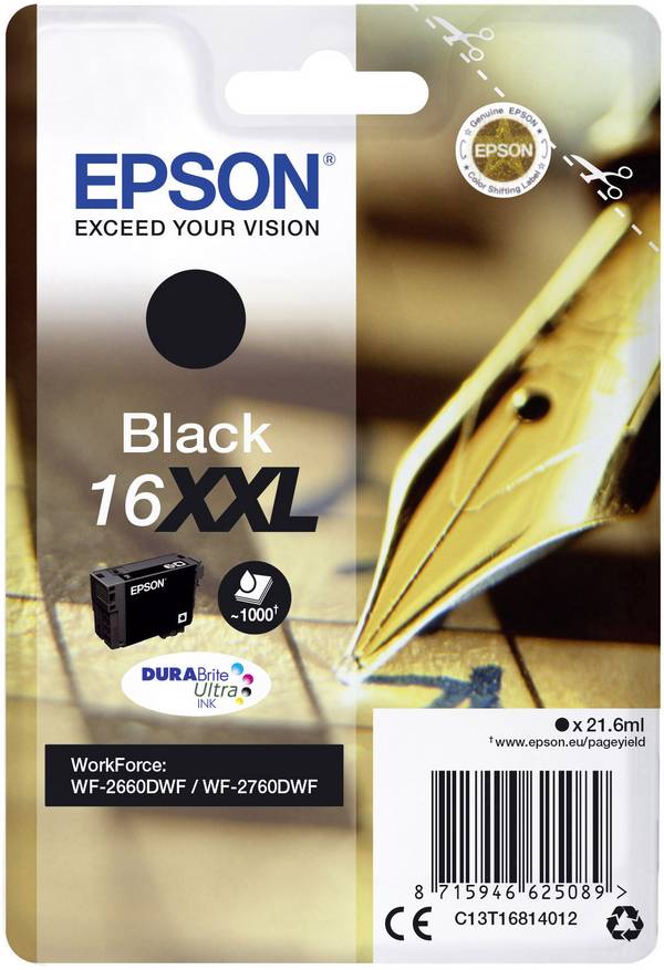Epson Druckerpatrone 16XXL Original  Schwarz C 13 T 16814012