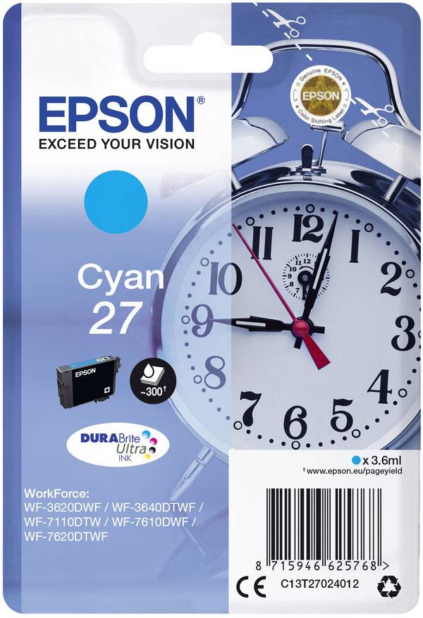 Epson Druckerpatrone 27 Original  Cyan C 13 T 27024012