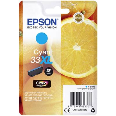 Epson Druckerpatrone T3362, 33XL Original  Cyan C13T33624012
