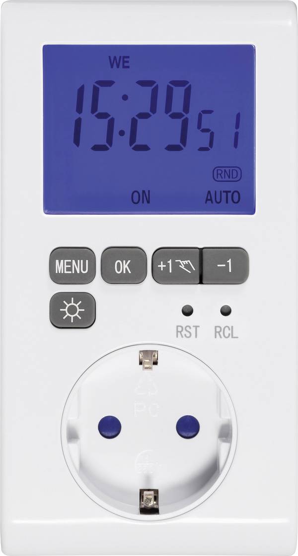 Sygonix SY-3057190 Steckdosen-Zeitschaltuhr digital Wochenprogramm 3680 W IP20 Countdown-Funktion, Timer-Funktion