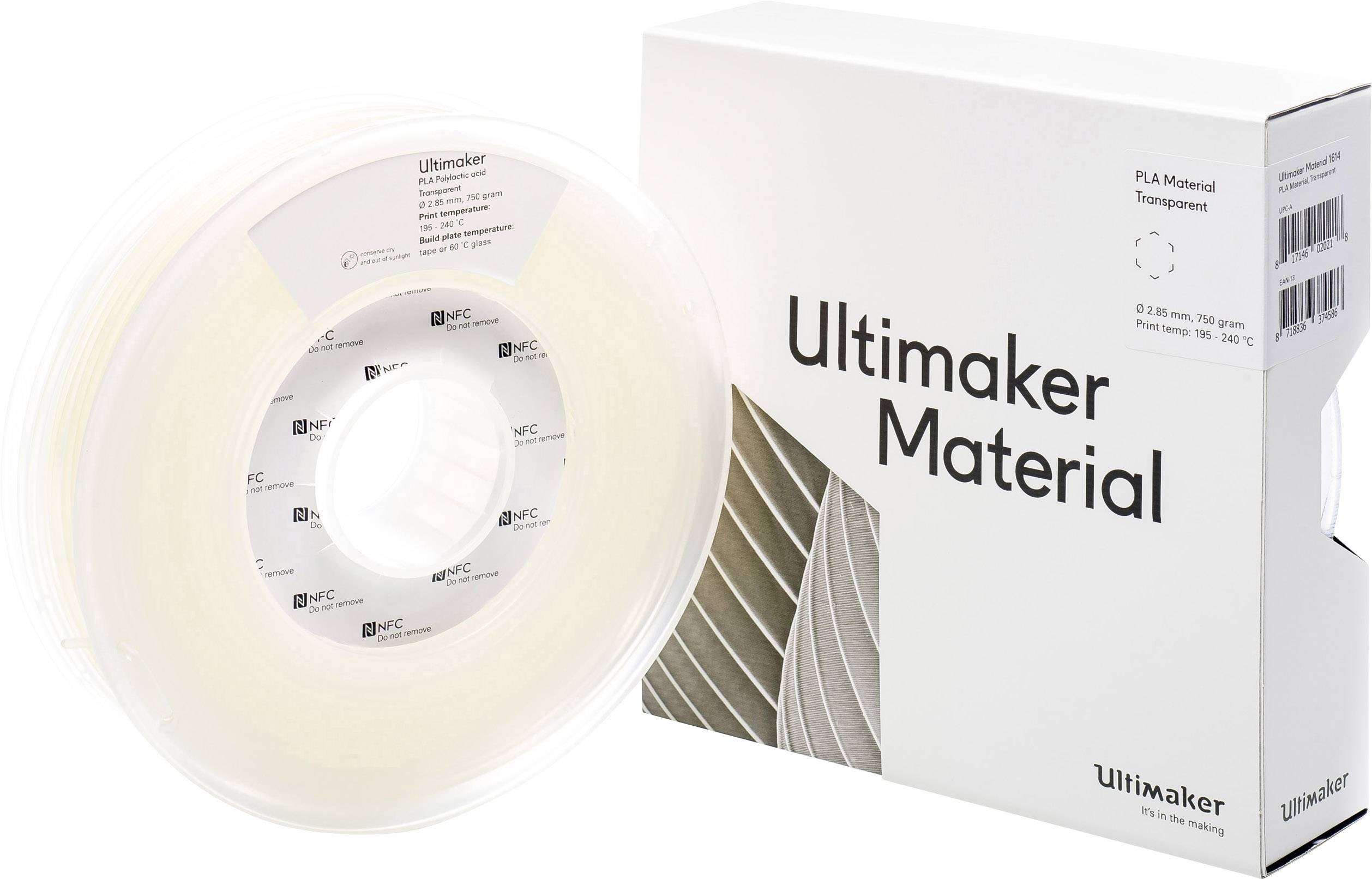 ULTIMAKER B.V. Ultimaker PLA - M0751 Transparent 750 - 211399 Filament PLA 2.85 mm Transparent 750 g