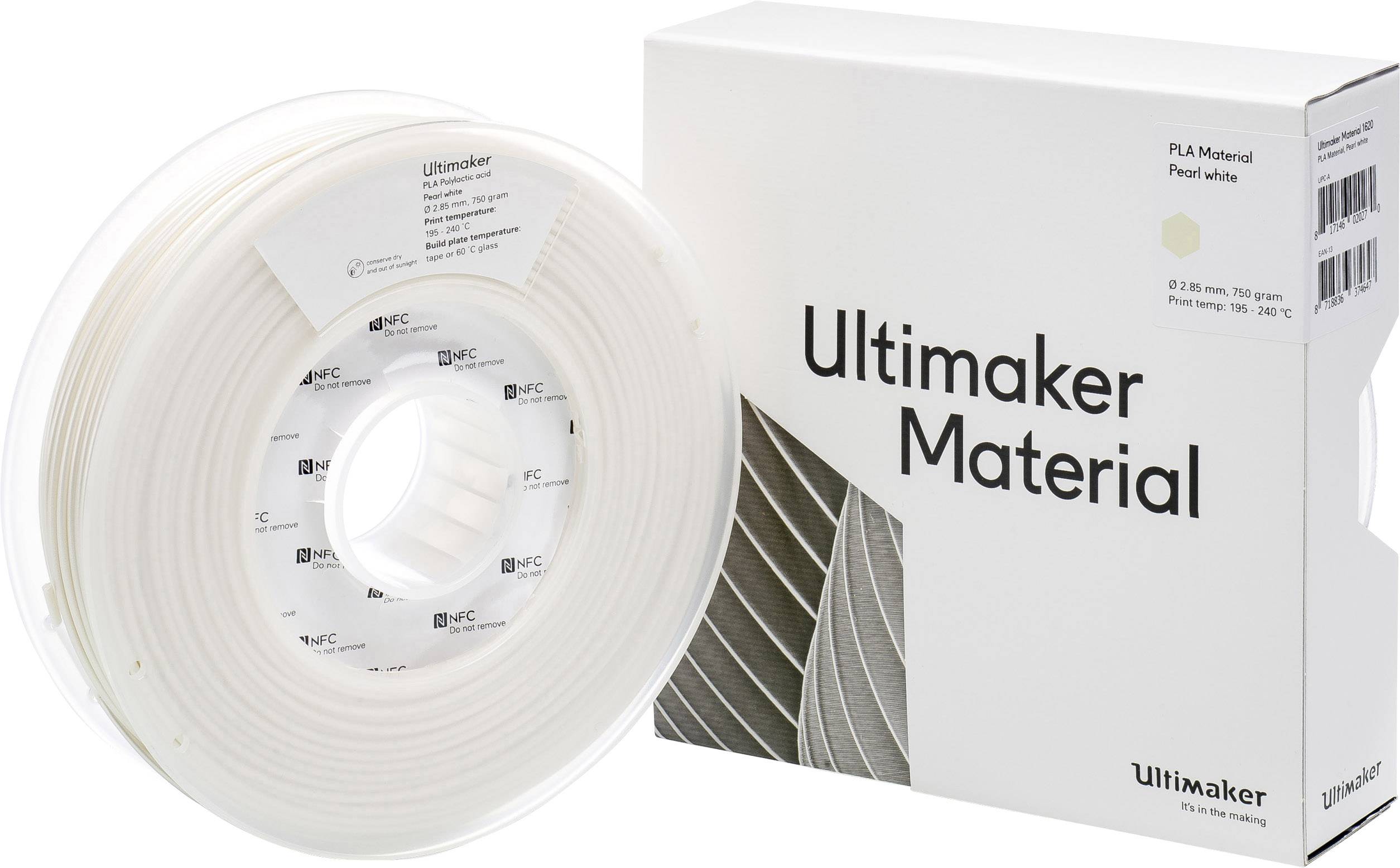 ULTIMAKER B.V. Ultimaker PLA - M0751 Pearl White 750 - 211399 Filament PLA 2.85 mm Pearl White 750 g