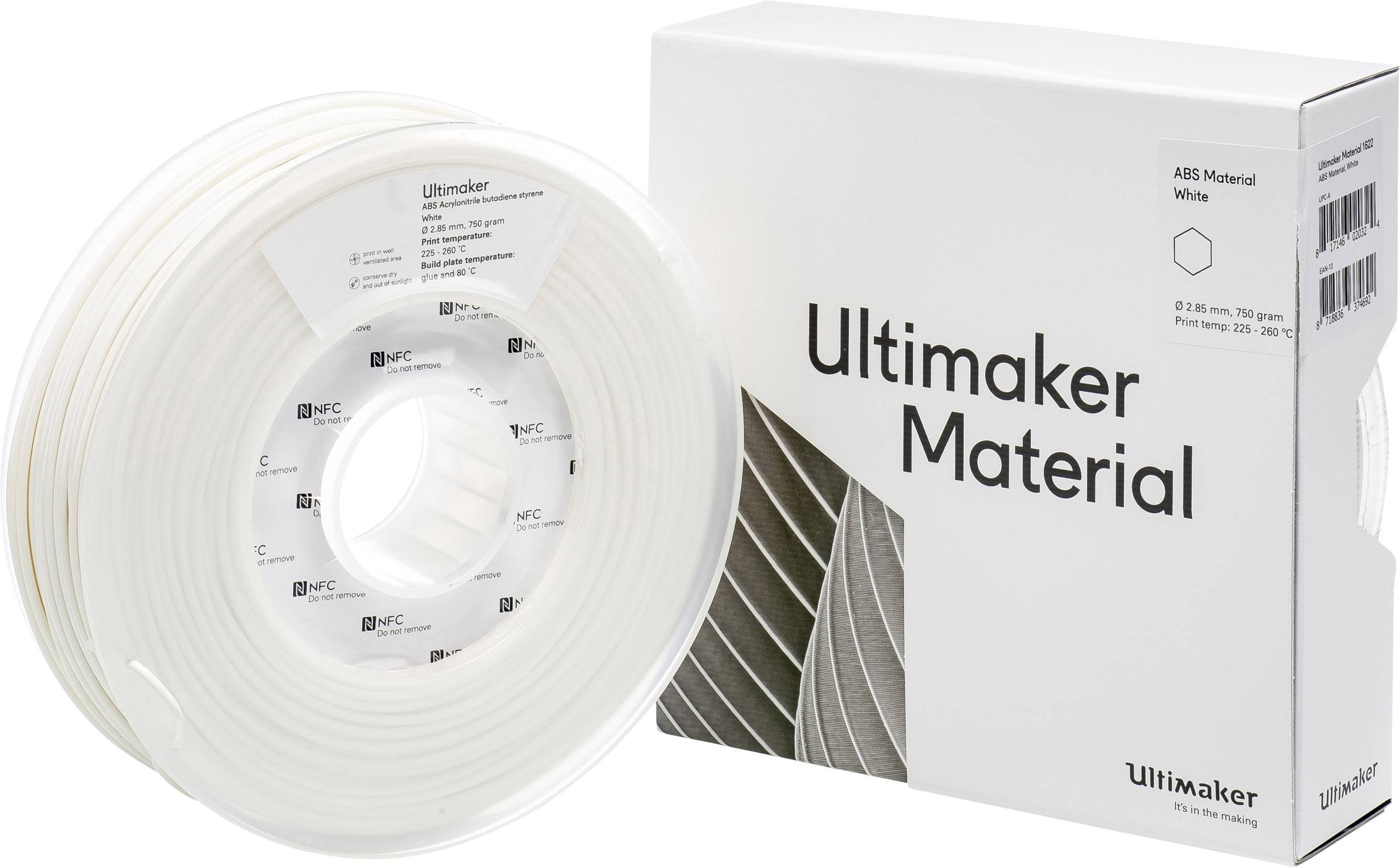 ULTIMAKER B.V. Ultimaker ABS - M2560 White 750 - 206127 Filament ABS 2.85 mm Weiß 750 g