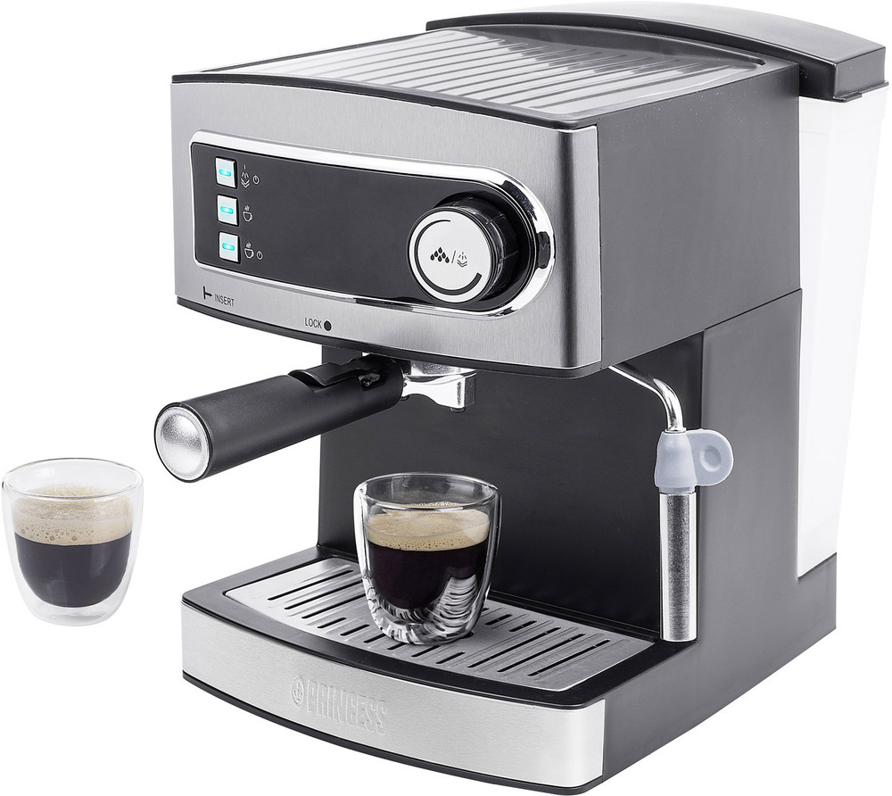 Siebträgermaschine Princess KM 54.07 Edelstahl, Schwarz 850 W kaufen
